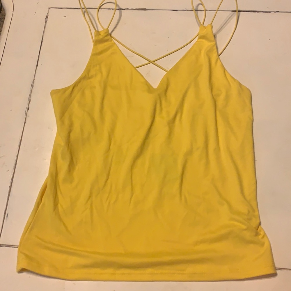 tj maxx yellow cropped tank top size medium